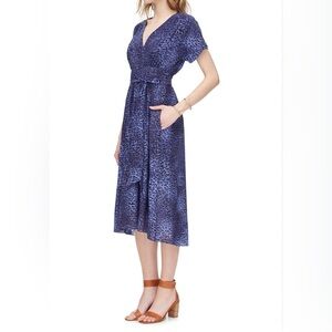 Rebecca Taylor Blue Animal Print Midi Dress